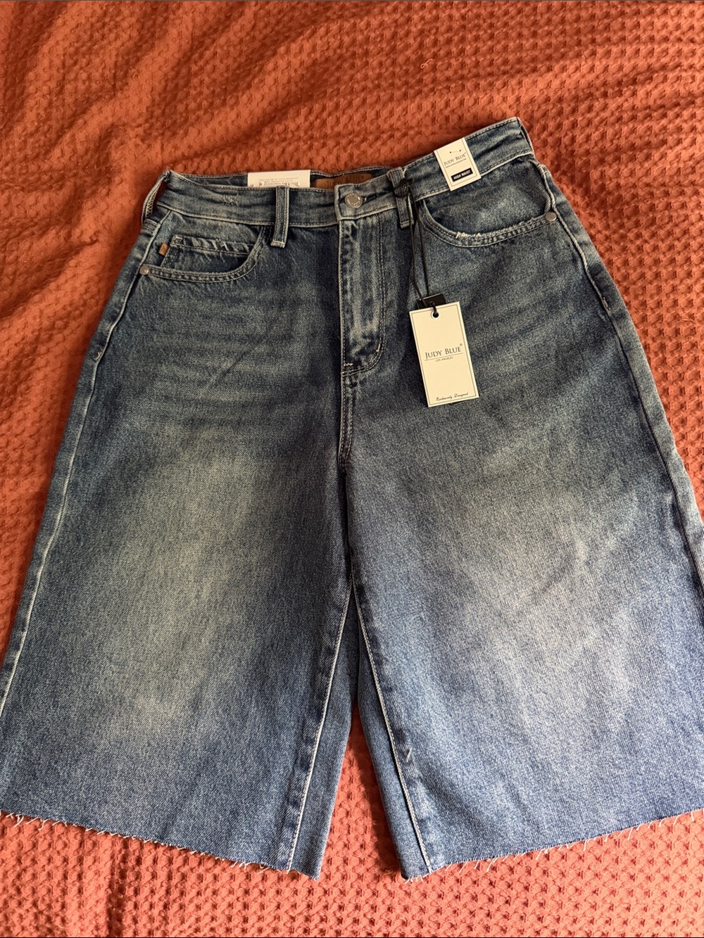 Judy Blue Medium Wash High-Rise Denim Bermuda Shorts with Front Slit